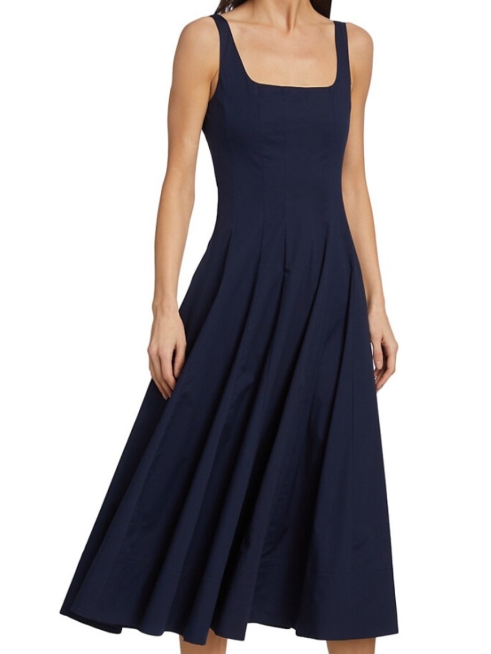 STAUD Wells Midi Skirt in Navy